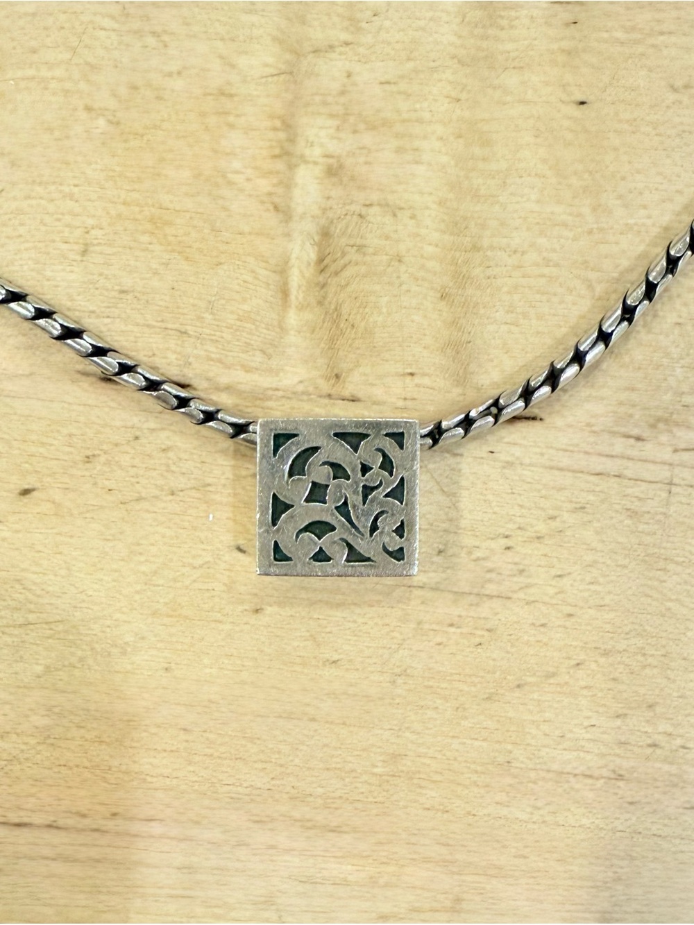 Lois Hill Sterling SilverSquare Filigree Pendant Necklace